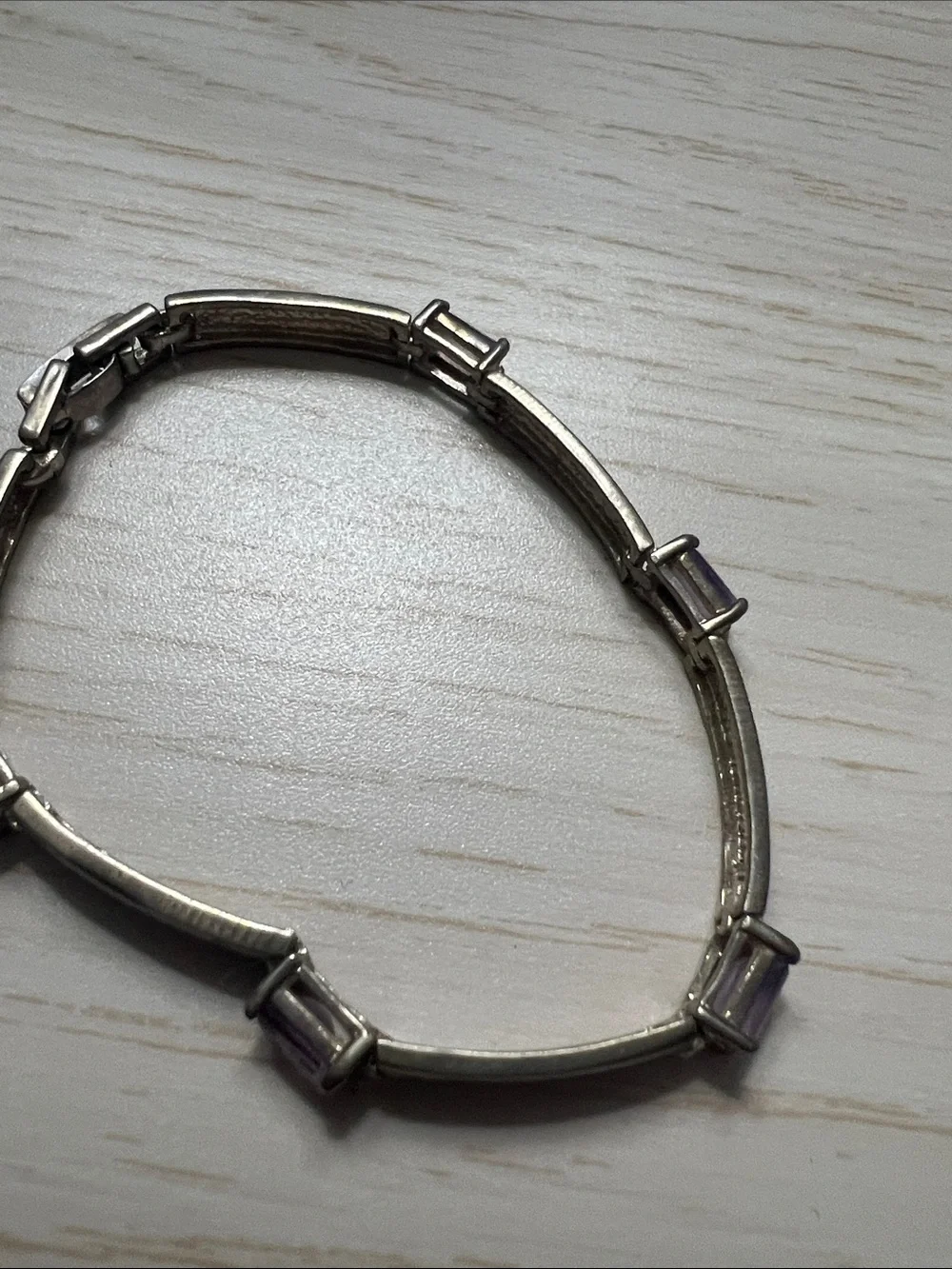 Sterling Silver Bracelet with Light Purple Gemstones